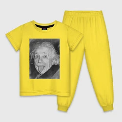 Пижама хлопковая детская Энштейн дурачится, цвет: желтый