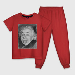 Пижама хлопковая детская Энштейн дурачится, цвет: красный