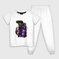 Пижама хлопковая детская Зомби, цвет: белый
