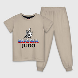 Пижама хлопковая детская Russia judo, цвет: миндальный