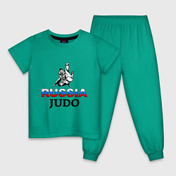 Пижама хлопковая детская Russia judo, цвет: зеленый