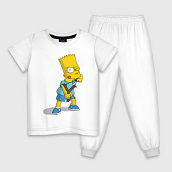 Пижама хлопковая детская Bart Bully, цвет: белый