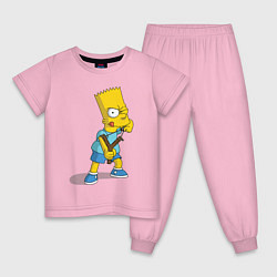 Пижама хлопковая детская Bart Bully, цвет: светло-розовый