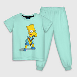 Пижама хлопковая детская Bart Bully, цвет: мятный