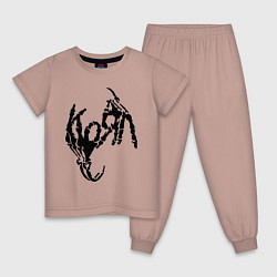 Пижама хлопковая детская Korn bones, цвет: пыльно-розовый