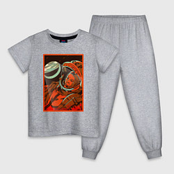 Пижама хлопковая детская Гагарин в иллюминаторе, цвет: меланж
