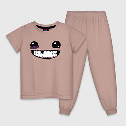 Пижама хлопковая детская Super Meat Boy: Face, цвет: пыльно-розовый
