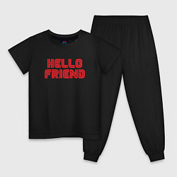 Пижама хлопковая детская Hello Friend, цвет: черный