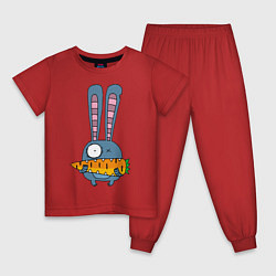 Пижама хлопковая детская Заяц с морковкой, цвет: красный