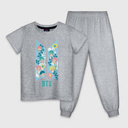 Пижама хлопковая детская BTS Army Floral, цвет: меланж