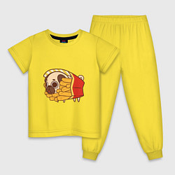 Пижама хлопковая детская Мопс-картофель фри, цвет: желтый