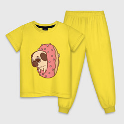 Пижама хлопковая детская Мопс-пончик, цвет: желтый