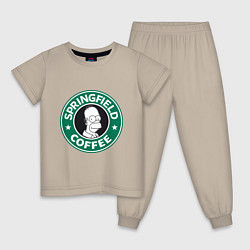 Пижама хлопковая детская Springfield Coffee, цвет: миндальный