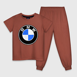 Пижама хлопковая детская Logo BMW, цвет: кирпичный