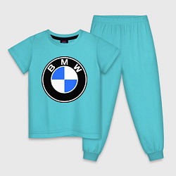 Пижама хлопковая детская Logo BMW, цвет: бирюзовый