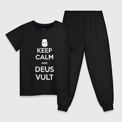 Пижама хлопковая детская Keep Calm & Deus Vult, цвет: черный