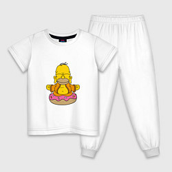 Пижама хлопковая детская Гомер на пончике, цвет: белый
