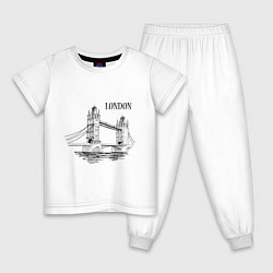 Пижама хлопковая детская LONDON (эскиз), цвет: белый
