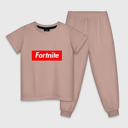 Пижама хлопковая детская Fortnite Supreme, цвет: пыльно-розовый