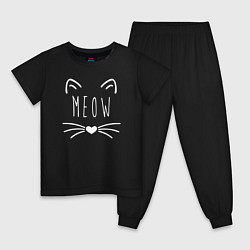 Пижама хлопковая детская Meow, цвет: черный