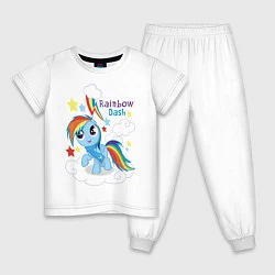 Пижама хлопковая детская Rainbow Dash, цвет: белый