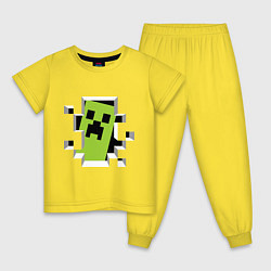 Пижама хлопковая детская Crash Minecraft, цвет: желтый