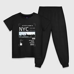Пижама хлопковая детская NYC Style, цвет: черный