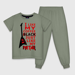 Пижама хлопковая детская Mindless Self Indulgence - Coffee black, цвет: авокадо