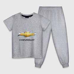 Пижама хлопковая детская Chevrolet логотип, цвет: меланж