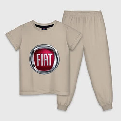 Пижама хлопковая детская FIAT logo, цвет: миндальный