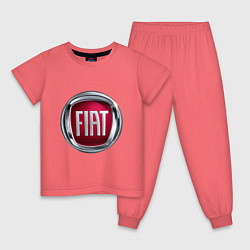 Пижама хлопковая детская FIAT logo цвета коралловый — фото 1