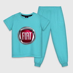 Пижама хлопковая детская FIAT logo, цвет: бирюзовый