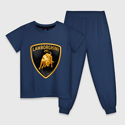 Пижама хлопковая детская Lamborghini logo цвета тёмно-синий — фото 1