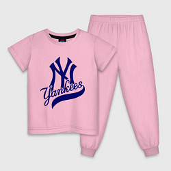 Пижама хлопковая детская NY - Yankees, цвет: светло-розовый