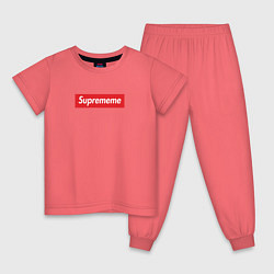 Пижама хлопковая детская Suprememe, цвет: коралловый