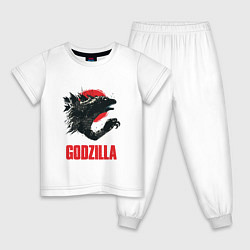 Пижама хлопковая детская Godzilla: Red Sun, цвет: белый