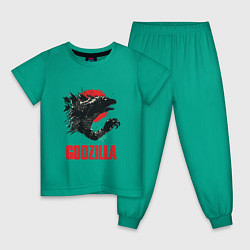 Пижама хлопковая детская Godzilla: Red Sun, цвет: зеленый