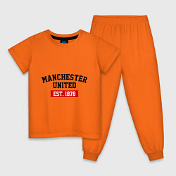 Пижама хлопковая детская FC Manchester United Est. 1878, цвет: оранжевый