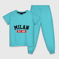 Пижама хлопковая детская FC Milan Est. 1899, цвет: бирюзовый
