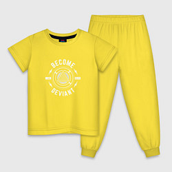 Пижама хлопковая детская Become Deviant, цвет: желтый
