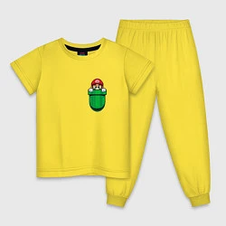 Пижама хлопковая детская Марио в кармане, цвет: желтый
