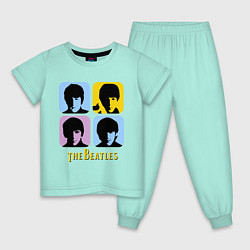 Пижама хлопковая детская The Beatles: pop-art, цвет: мятный
