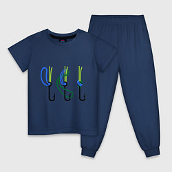 Пижама хлопковая детская Рыболовный узел, цвет: тёмно-синий