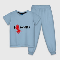 Пижама хлопковая детская I love zombies, цвет: мягкое небо