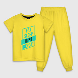 Пижама хлопковая детская Eat, Sleep, Hunt, Repeat, цвет: желтый