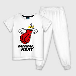 Пижама хлопковая детская Miami Heat-logo, цвет: белый