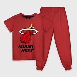 Пижама хлопковая детская Miami Heat-logo, цвет: красный