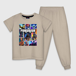 Пижама хлопковая детская Fortnite GTA, цвет: миндальный