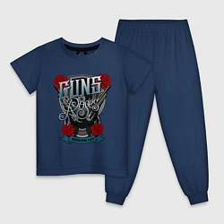 Пижама хлопковая детская Guns n Roses: illustration, цвет: тёмно-синий