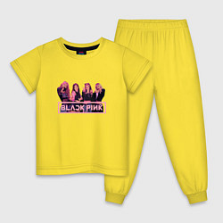 Пижама хлопковая детская Black Pink Band, цвет: желтый